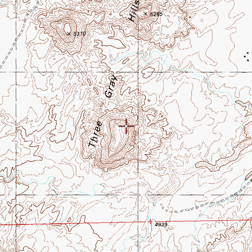 Topographic Map of Three Gray Hills, UT