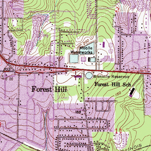 Topographic Map of Forest Hill Shopping Center, AL