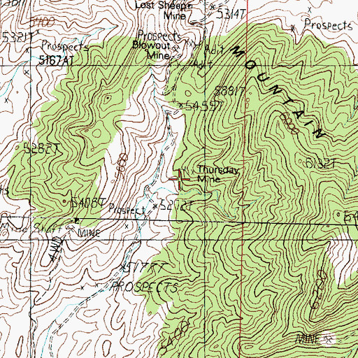 Topographic Map of Thursday Mine, UT