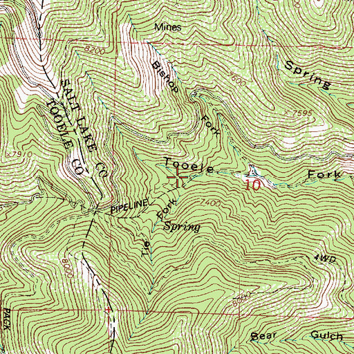 Topographic Map of Tie Fork, UT