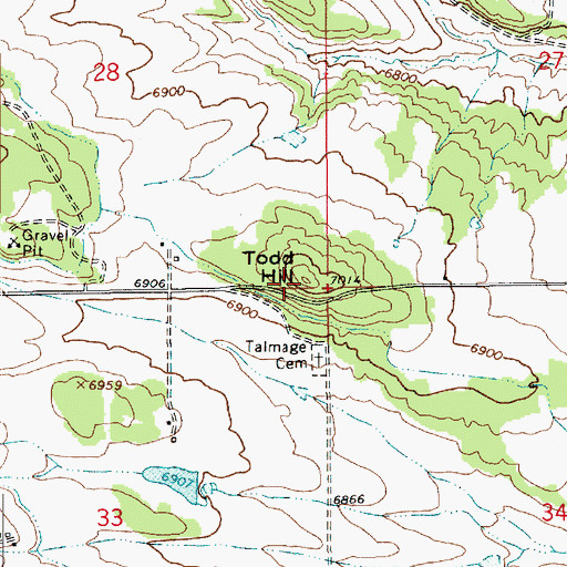 Topographic Map of Todd Hill, UT