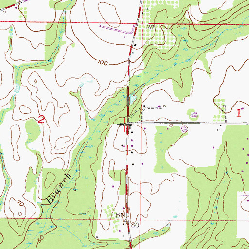 Topographic Map of Free Methodist Church, AL