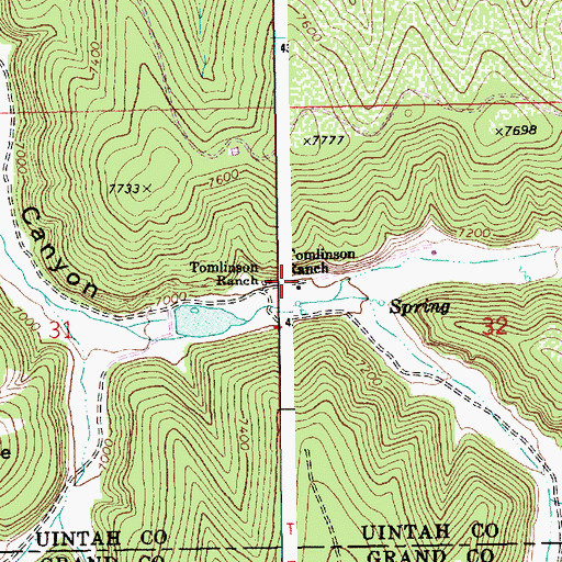 Topographic Map of Tomlinson Ranch, UT