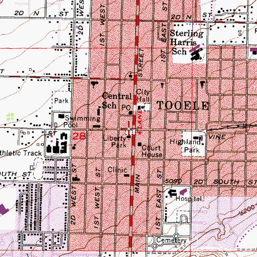 Topographic Map of Tooele, UT