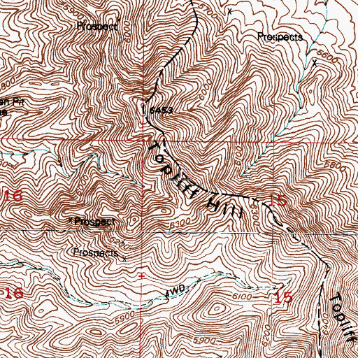 Topographic Map of Topliff Hill, UT