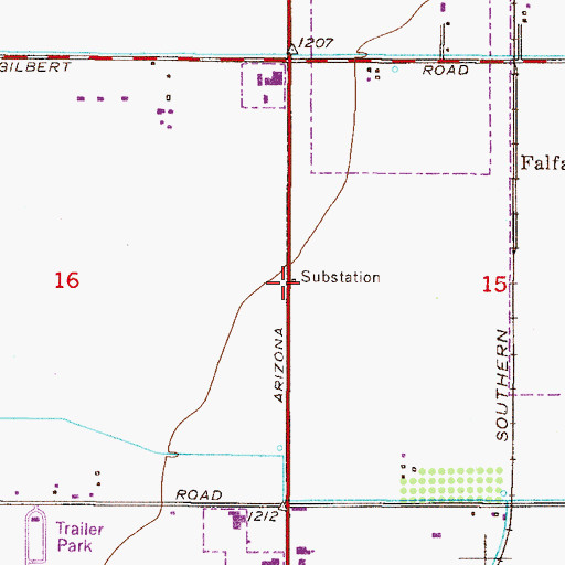 Topographic Map of Chandler Substation, AZ