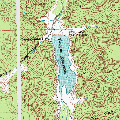 Topographic Map of Towave Reservoir, UT