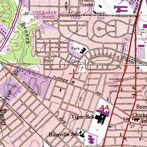 Topographic Map of Full Gospel Assembly of God Church, AL