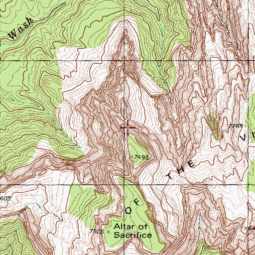 Topographic Map of Towers of the Virgin, UT