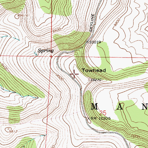 Topographic Map of Towhead, UT