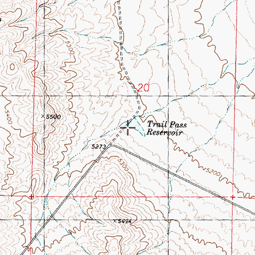 Topographic Map of Trail Pass Reservoir, UT