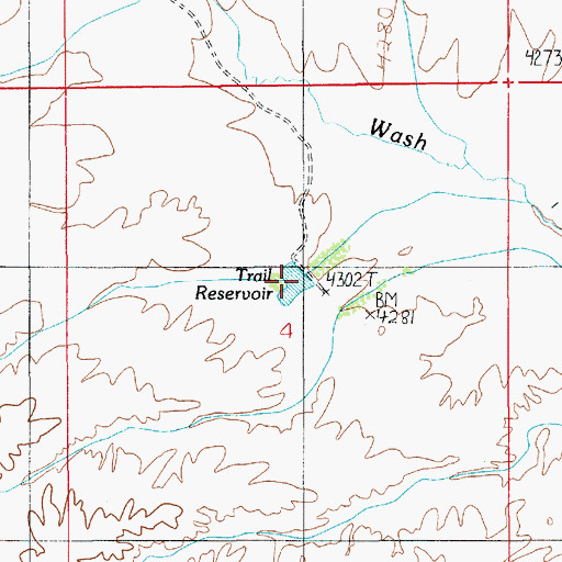 Topographic Map of Trail Reservoir, UT