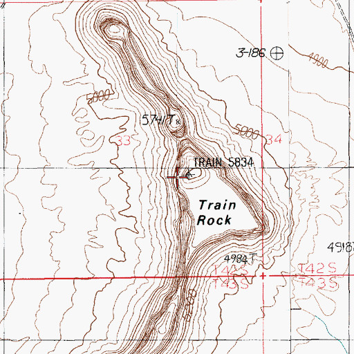 Topographic Map of Train Rock, UT
