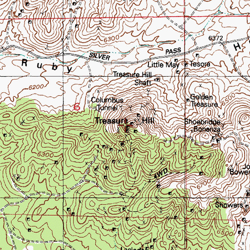 Topographic Map of Treasure Hill, UT