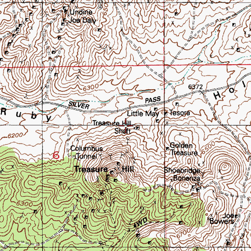 Topographic Map of Treasure Hill Shaft, UT