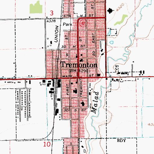 Topographic Map of Tremonton, UT