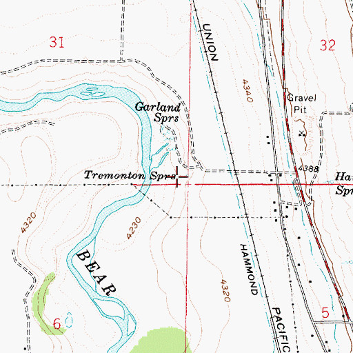 Topographic Map of Tremonton Springs, UT