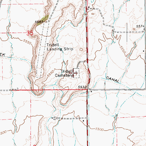 Topographic Map of Tridell Cemetery, UT