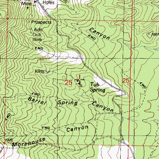 Topographic Map of Tub Spring, UT