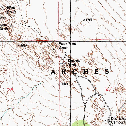 Topographic Map of Tunnel Arch, UT