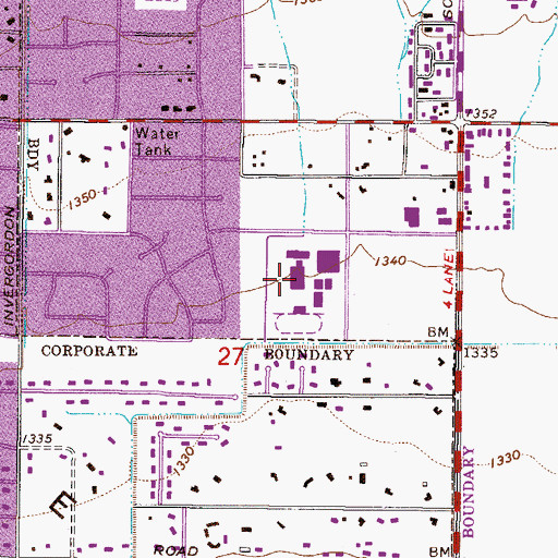 Topographic Map of Chaparral High School, AZ