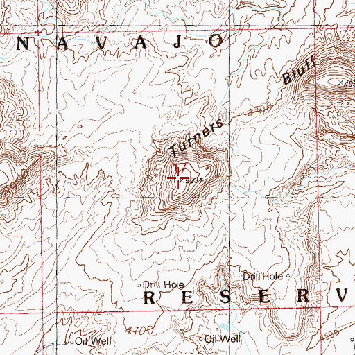 Topographic Map of Turners Bluff, UT