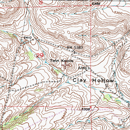 Topographic Map of Twin Knolls, UT
