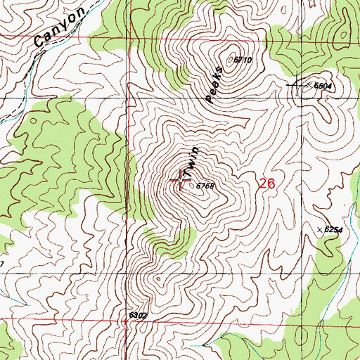 Topographic Map of Twin Peaks, UT
