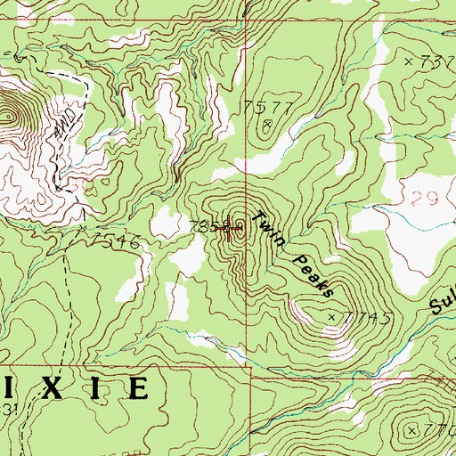 Topographic Map of Twin Peaks, UT