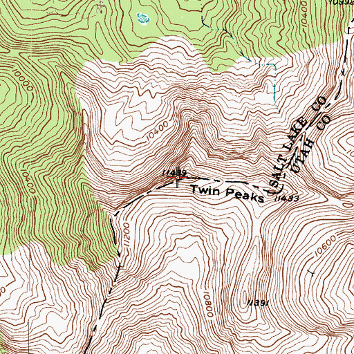 Topographic Map of Twin Peaks, UT