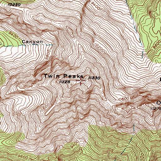 Topographic Map of Twin Peaks, UT