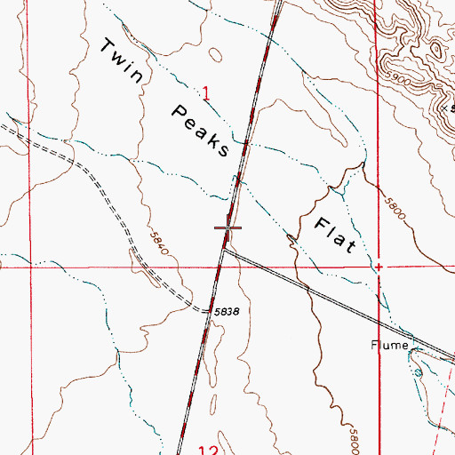 Topographic Map of Twin Peaks Flat, UT