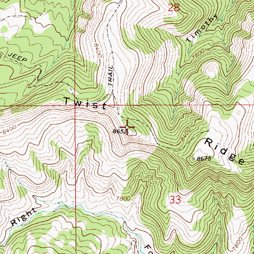 Topographic Map of Twist Ridge, UT