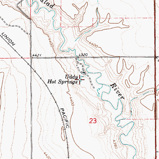 Topographic Map of Uddy Hot Springs, UT