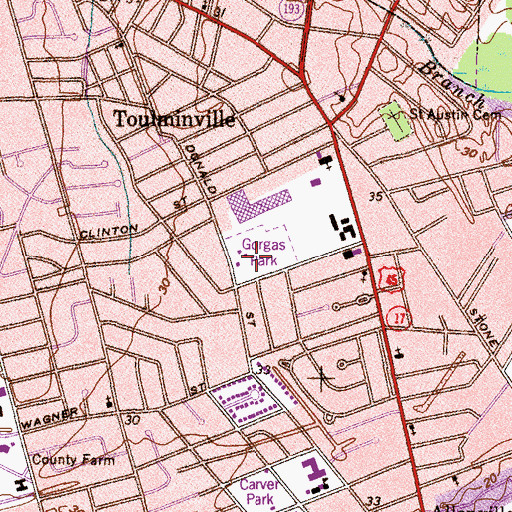 Topographic Map of Gorgas Park, AL