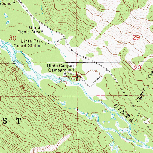 Topographic Map of Uinta Canyon Campground, UT