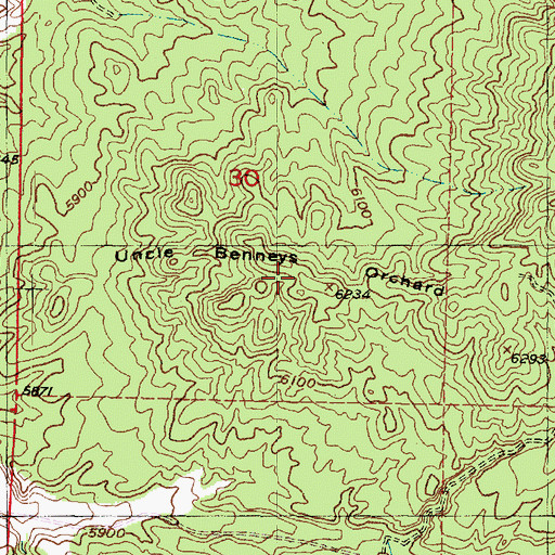 Topographic Map of Uncle Benneys Orchard, UT