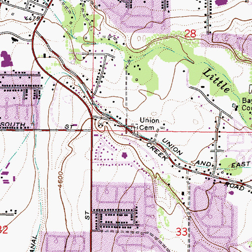 Topographic Map of Union Fort Pioneer Cemetery, UT