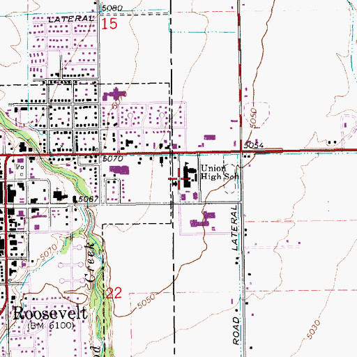 Topographic Map of Union High School, UT