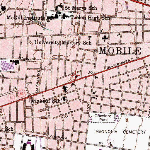 Topographic Map of Grace Lutheran Church, AL