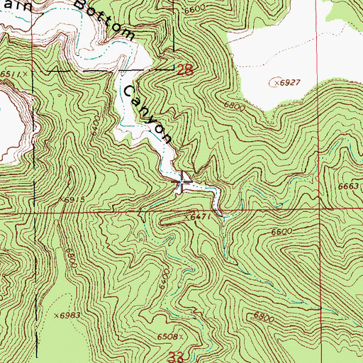 Topographic Map of Upper Bottom Canyon, UT