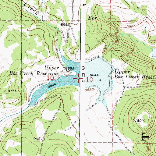 Topographic Map of Upper Box Creek Reservoir, UT