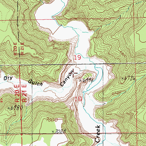 Topographic Map of Upper Dry Gulch Canyon, UT