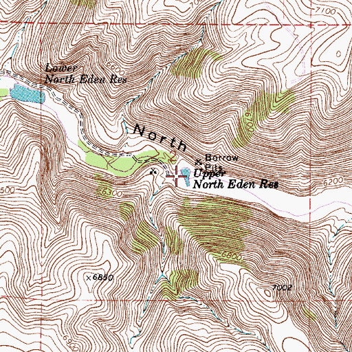 Topographic Map of Upper North Eden Reservoir, UT