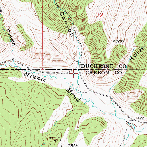 Topographic Map of Upper Water Hollow Canyon, UT