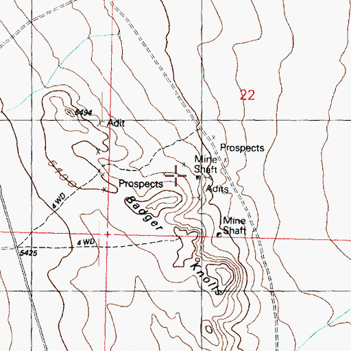 Topographic Map of Ute Mine, UT