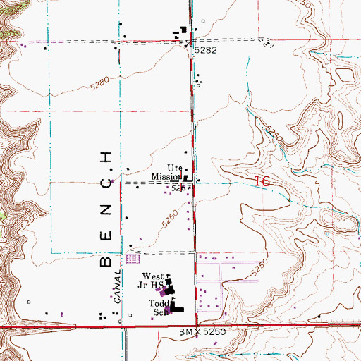 Topographic Map of Ute Mission, UT