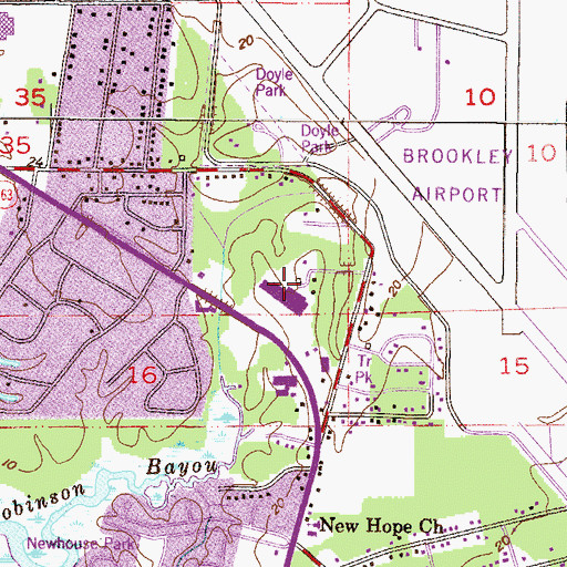 Topographic Map of Grant Plaza Shopping Center, AL