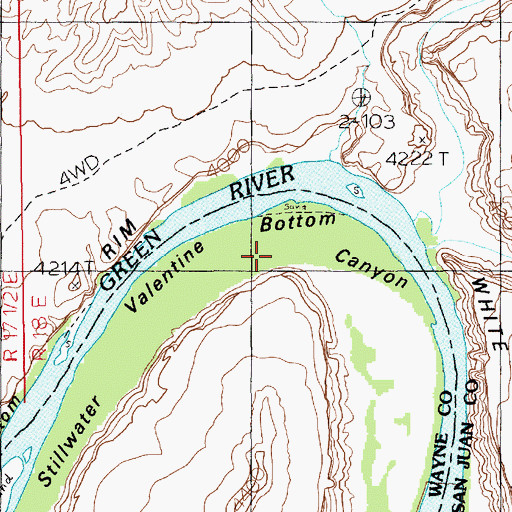 Topographic Map of Valentine Bottom, UT