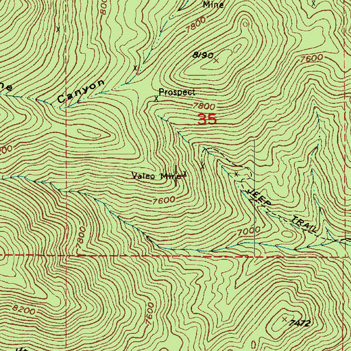 Topographic Map of Valeo Mine, UT